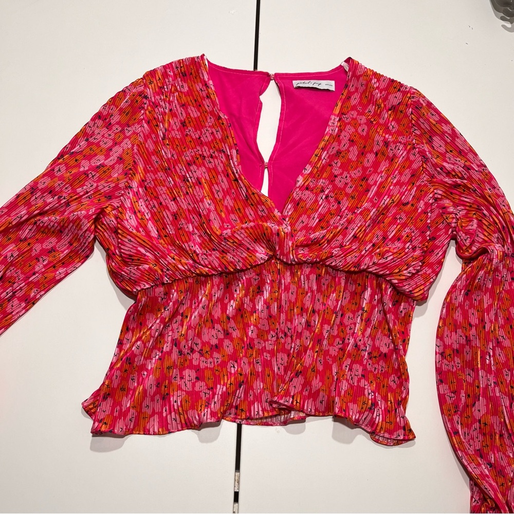 Petal & Pup Minelli Pleat Top Hot Pink XL